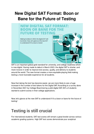 New Digital SAT Format: Boon or Bane for the Future of Testing?