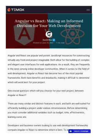 Angular vs React: Making an Informed Decision for Your Web Development