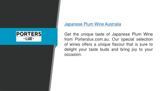 Japanese Plum Wine Australia Porterslux.com.au