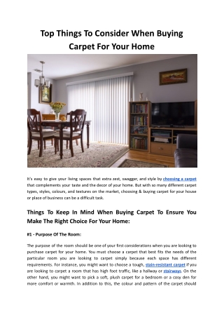 Top Things To Consider When Buying Carpet For Your Home - Rainbow Carpets