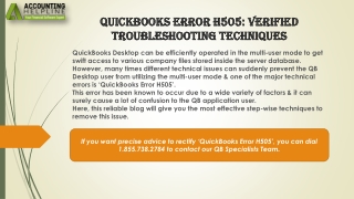 A must needed guide to fix QuickBooks Error H505