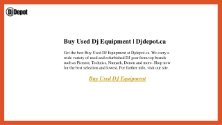 Buy Used Dj Equipment  Djdepot.ca