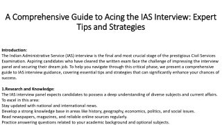 A Comprehensive Guide to Acing the IAS Interview