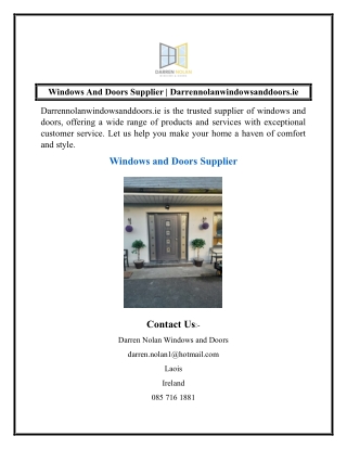 Windows And Doors Supplier  Darrennolanwindowsanddoors.ie