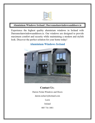 Aluminium Windows Ireland  Darrennolanwindowsanddoors.ie