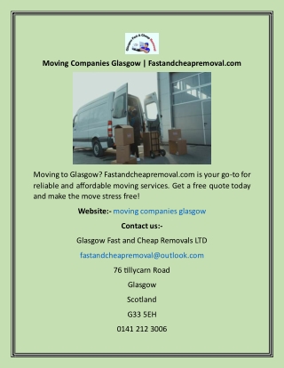 Moving Companies Glasgow  Fastandcheapremoval