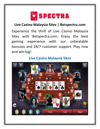 Live Casino Malaysia Sites | Betspectra.com