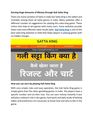 Earning Huge Amount of Money through Gali Satta King