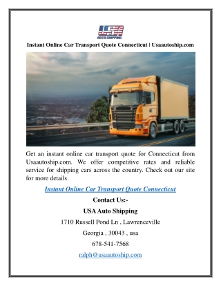 Instant Online Car Transport Quote Connecticut  Usaautoship