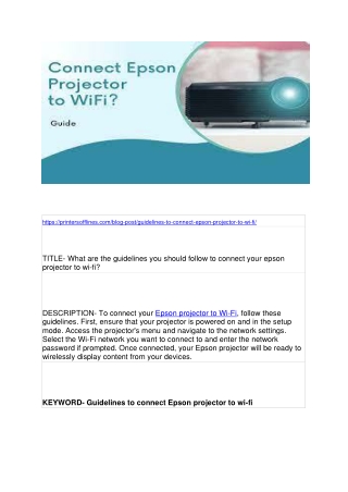 What are the guidelines you should follow to connect your epson projector to wi-