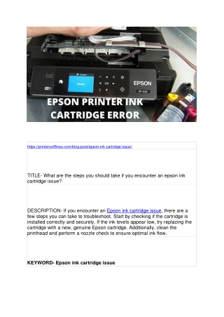 What are the steps you should take if you encounter an epson ink cartridge issue