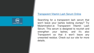 Transparent Vitamin Lash Serum Online Mylamination.ie