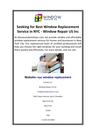 Seeking for Best Window Replacement Service in NYC - Window Repair US Inc