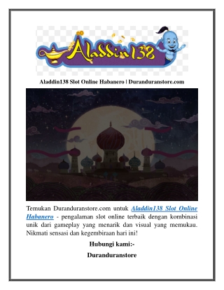 Aladdin138 Slot Online Habanero  Duranduranstore