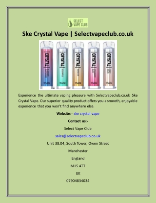 Ske Crystal Vape  Selectvapeclub.co.uk