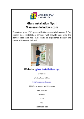 Glass Installation Nyc  Glassesandwindows.com