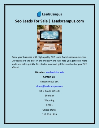 Seo Leads For Sale  Leadscampus