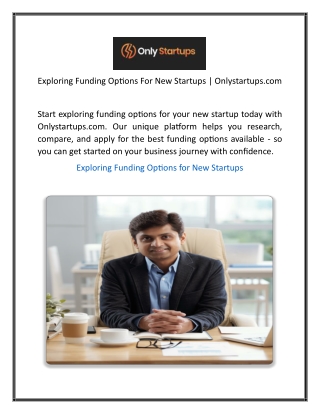 Exploring Funding Options For New Startups  Onlystartups.com  2