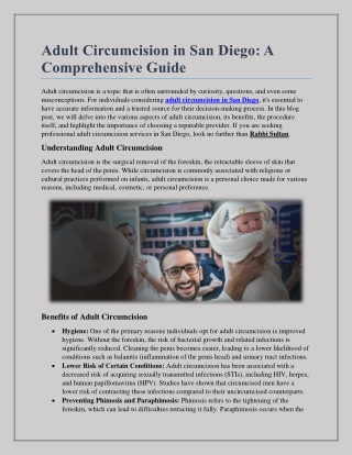 Adult Circumcision in San Diego: A Comprehensive Guide