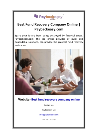 Best Fund Recovery Company Online  Paybackeasy.com