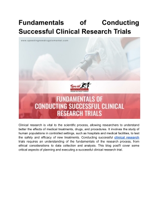 Fundamentals of Conducting Successful Clinical Research Trials