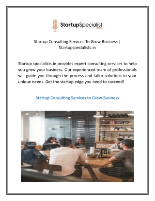 Startup Consulting Services To Grow Business  Startupspecialists.in 1