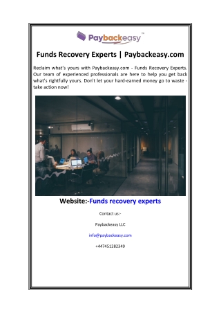 Funds Recovery Experts  Paybackeasy.com