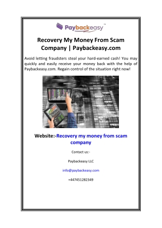 Recovery My Money From Scam Company  Paybackeasy.com