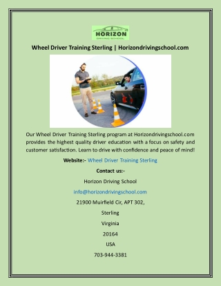 Wheel Driver Training Sterling  Horizondrivingschool