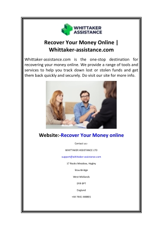 Recover Your Money Online  Whittaker-assistance.com