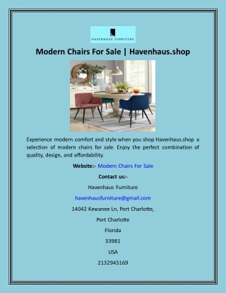 Modern Chairs For Sale  Havenhaus.shop