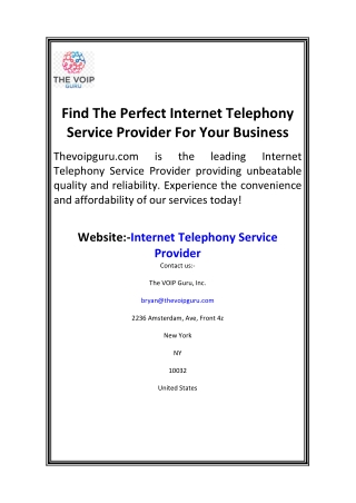 Find The Perfect Internet Telephony Service Provider For Your Business