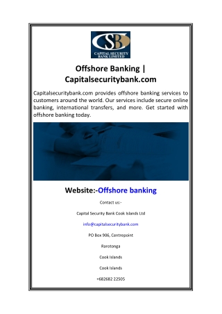 Offshore Banking  Capitalsecuritybank.com