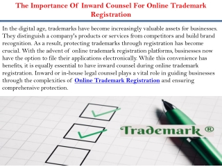 The Importance Of Inward Counsel For Online Trademark Registration