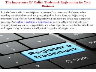 The Importance Of Online Trademark Registration for Your Business