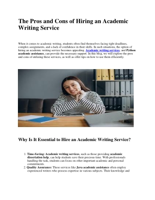 The Pros and Cons of Hiring an Academic Writing Service