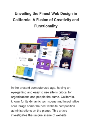 Unveiling the Finest Web Design in California_ A Fusion of Creativity and Functionality