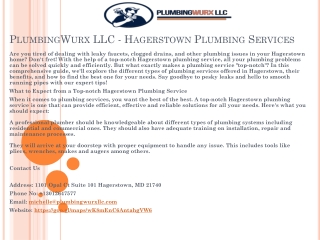 PlumbingWurx LLC - Hagerstown Plumbing Services