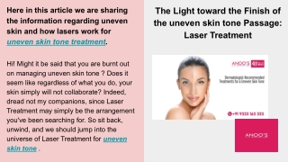 Uneven Skin Tone Treatment