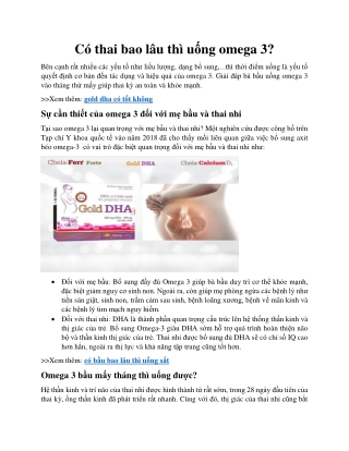 Có thai bao lâu thì uống omega 3