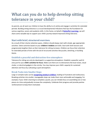 What can you do to help develop sitting tolerance in your child