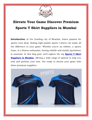 Elevate Your Game Discover Premium Sports T Shirt Suppliers in Mumbai