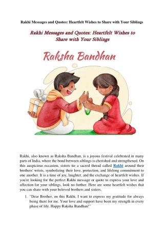 Rakhi Messages and Quotes Heartfelt Wishes to Share with Your Siblings