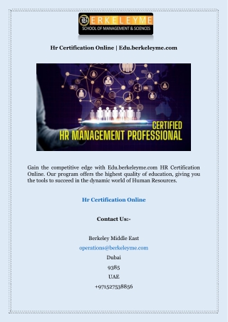 Hr Certification Online | Edu.berkeleyme.com
