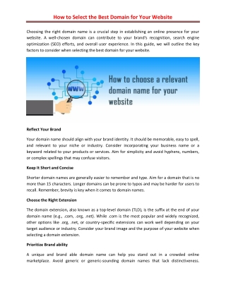 How to Select the Best Domain for Your Website