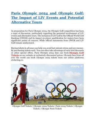 The upcoming Paris 2024 Olympics in golf may pose a challenge for players associated with the breakaway LIV Golf series