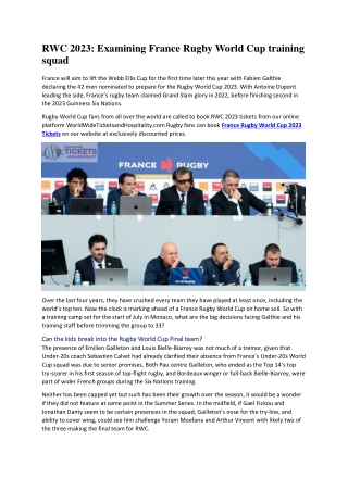 RWC 2023 Examining France Rugby World Cup training squad
