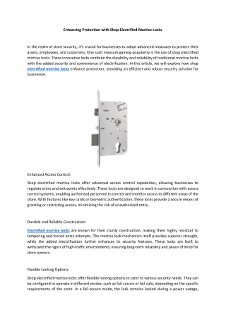 Enhancing Protection with Shop Electrified Mortise Locks