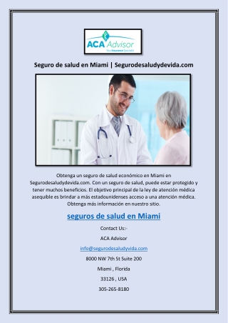 Seguro de salud en Miami | Segurodesaludydevida.com