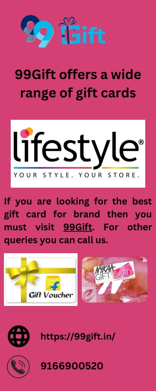 99Gift offers a wide range of gift cards